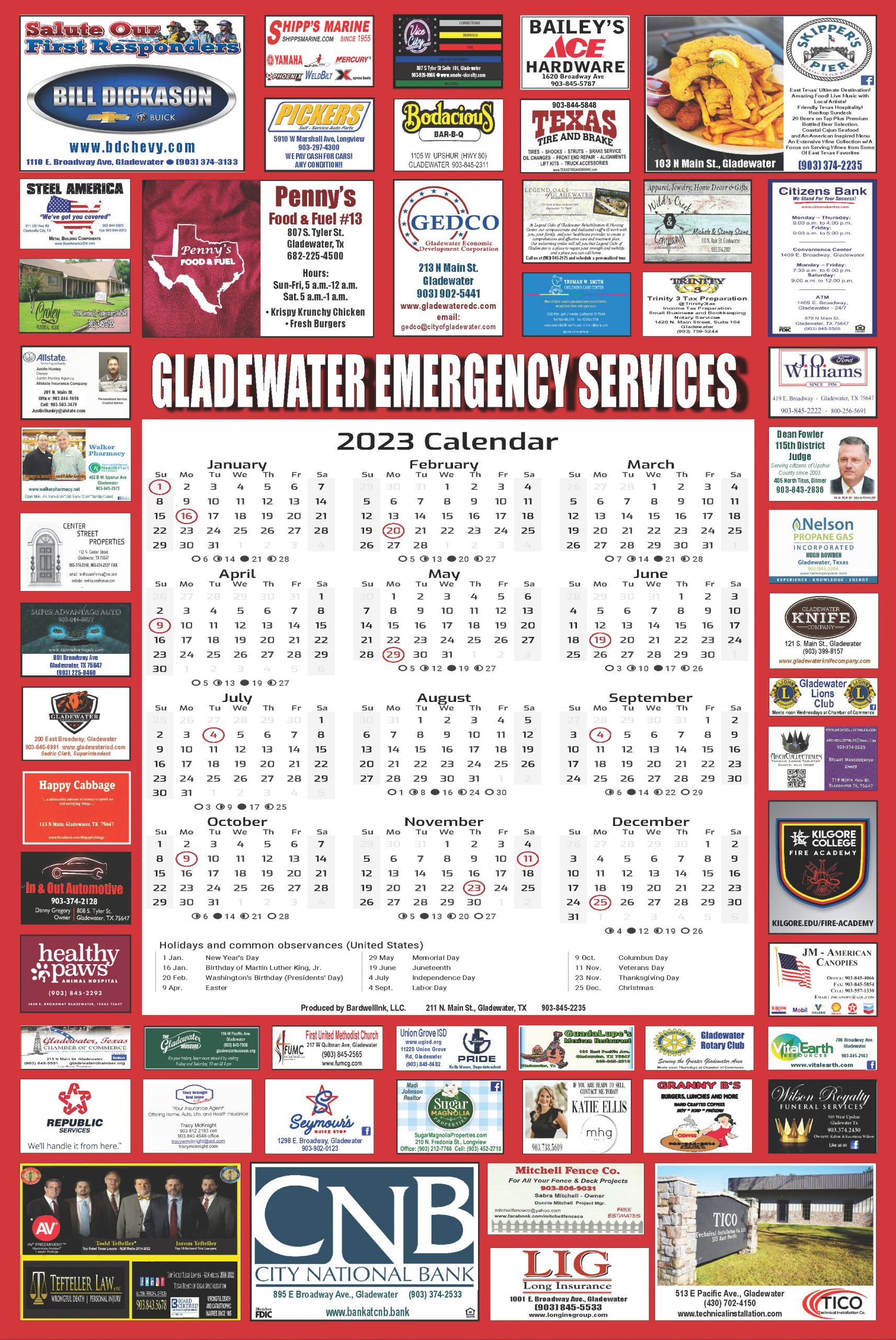 Download a PDF copy of this year's Emergency Services Calendar