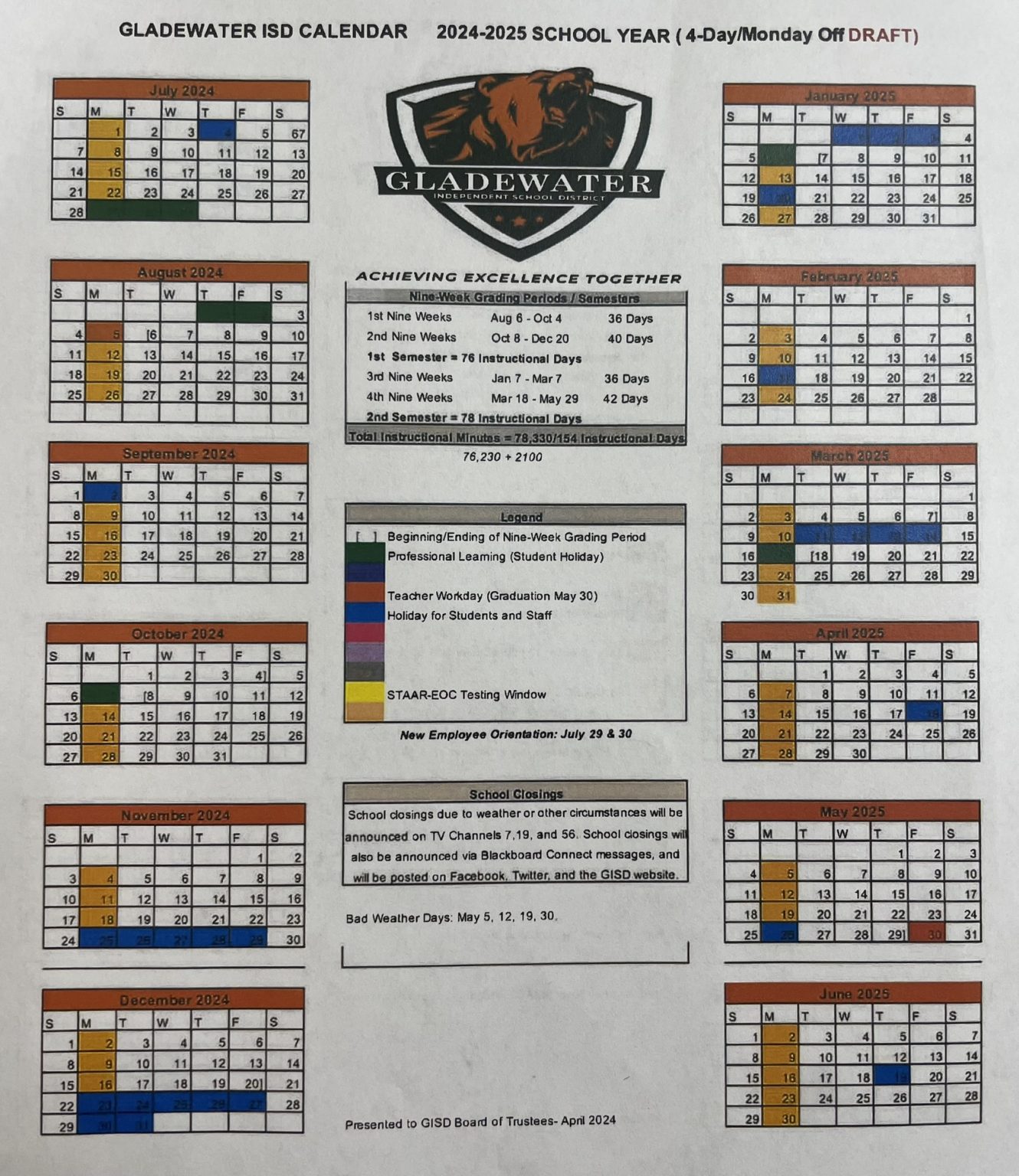 » GISD OPTS FOR MONDAYS OFF Fourday school week begins in Fall 2024